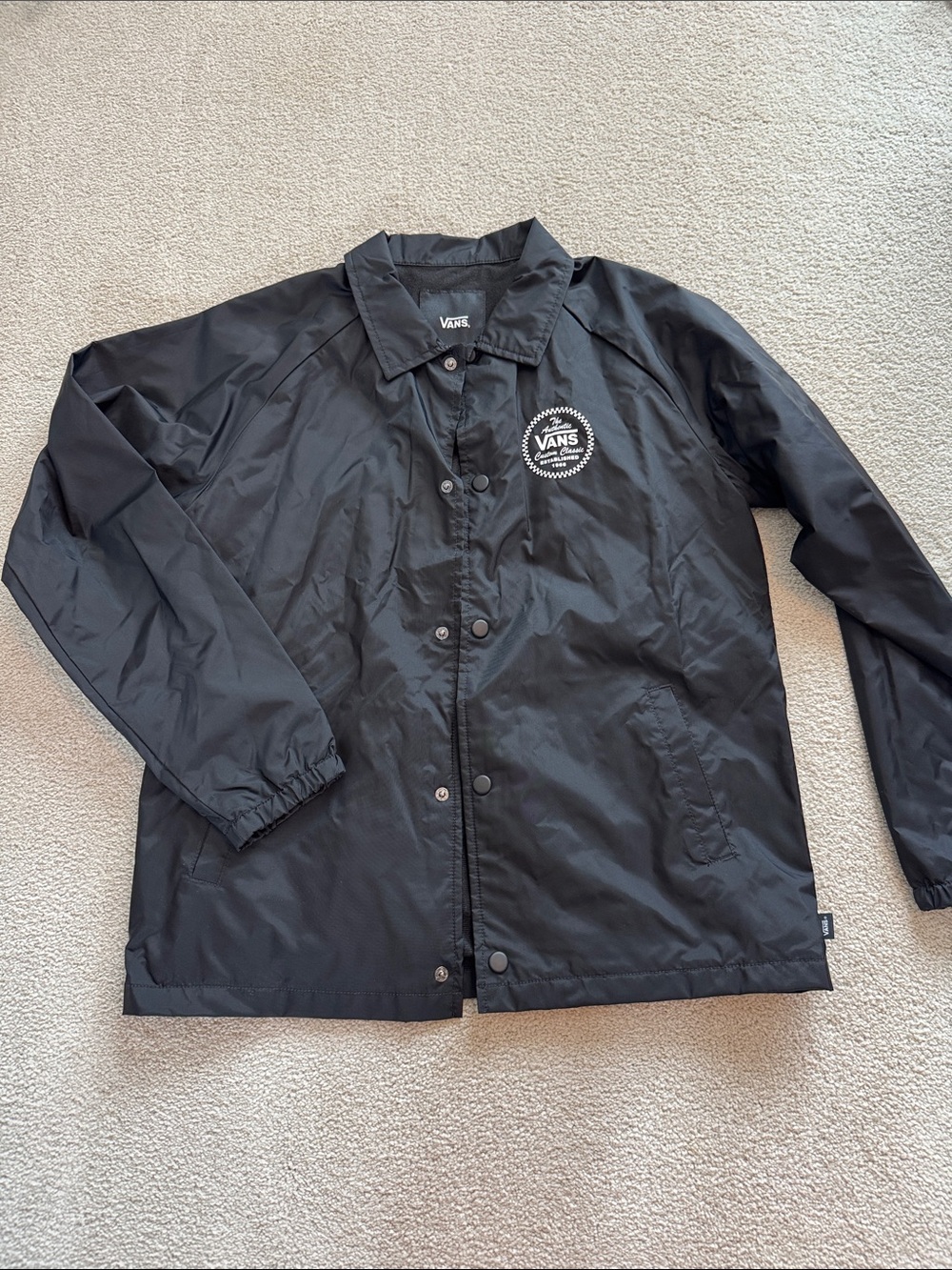 Vans Black Windbreaker Jacket with White Logo